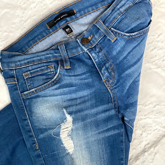Flying Monkey Skinny Ripped Denim Jeans - Picture 1 of 4